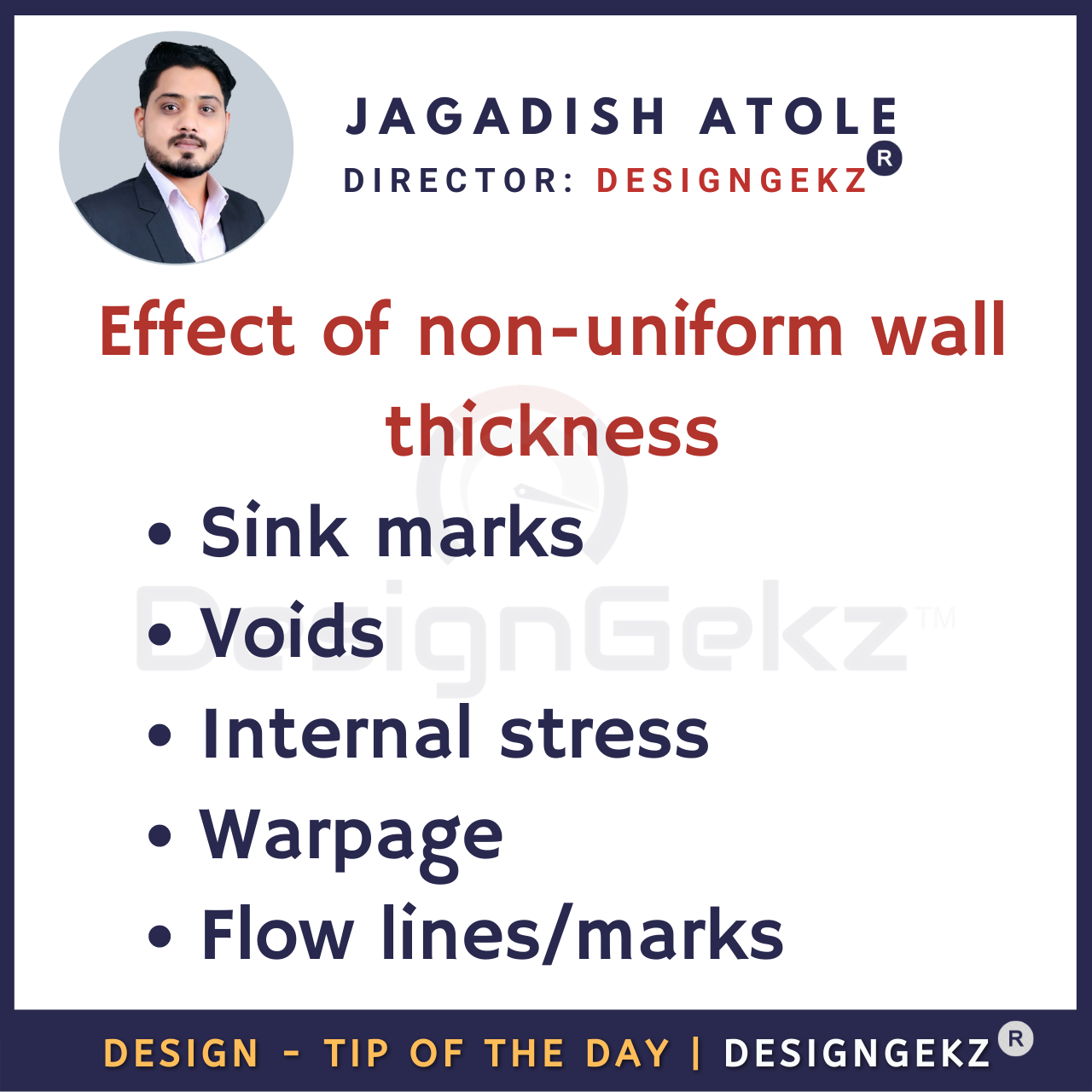 Effect of Non uniform wall thickness_plastic part thickness_sink marks_voids_stress_warpage_flow lines_flow marks_jagadish atole_jagdish atole_designgekz